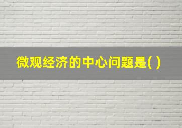 微观经济的中心问题是( )